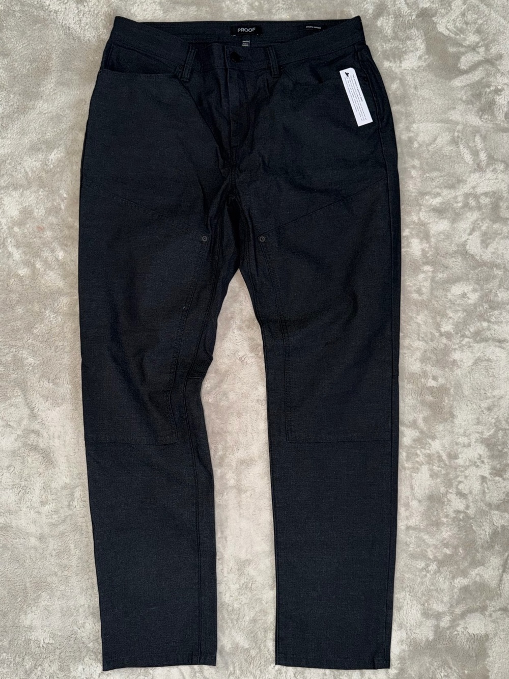 NWT Proof Huckberry Rover Double-Knee Work Pant Athletic Tapered Fit 34x32 Black